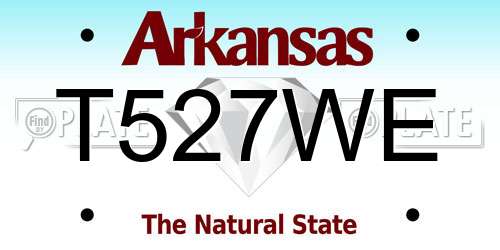 T527WE Arkansas License Plate