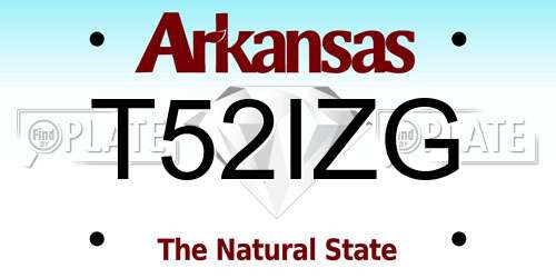 T52IZG Arkansas License Plate