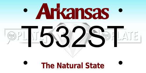 T532ST Arkansas License Plate