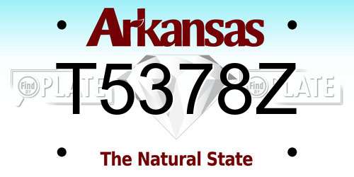T5378Z Arkansas License Plate