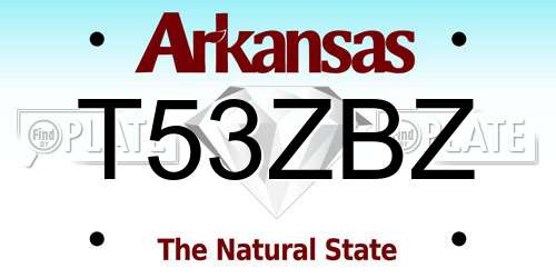 T53ZBZ Arkansas License Plate