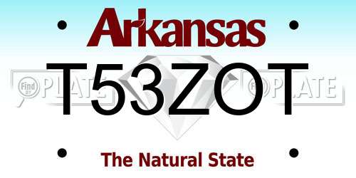 T53ZOT Arkansas License Plate