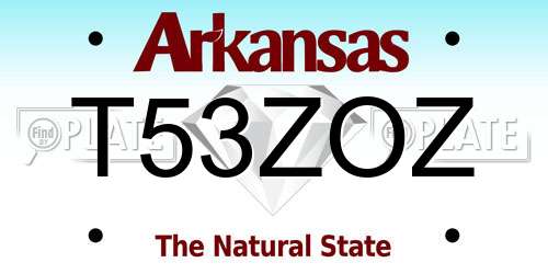 T53ZOZ Arkansas License Plate