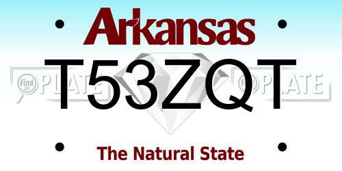 T53ZQT Arkansas License Plate