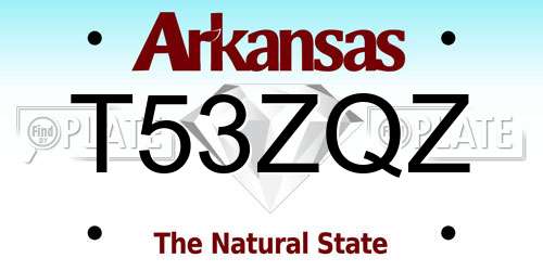 T53ZQZ Arkansas License Plate