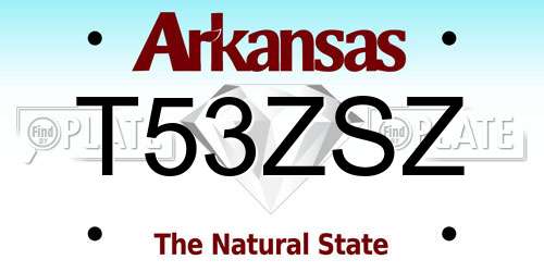 T53ZSZ Arkansas License Plate