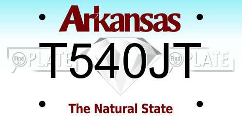 T540JT Arkansas License Plate