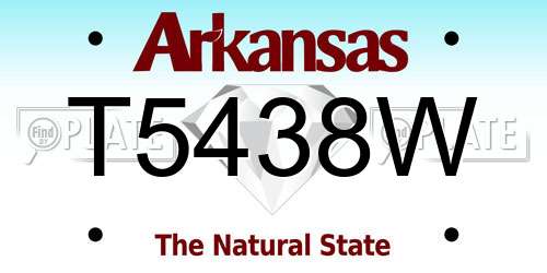 T5438W Arkansas License Plate