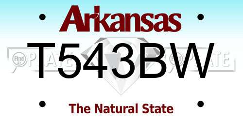 T543BW Arkansas License Plate