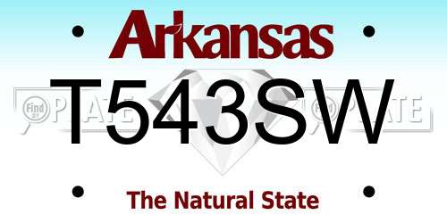 T543SW Arkansas License Plate