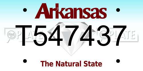 T547437 Arkansas License Plate