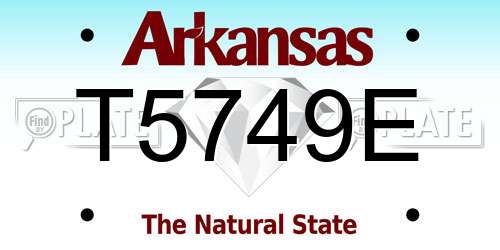 T5749E Arkansas License Plate