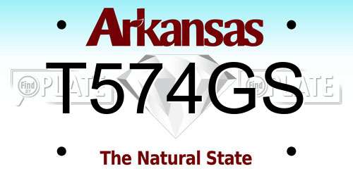 T574GS Arkansas License Plate