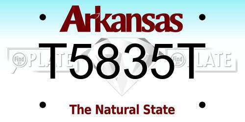 T5835T Arkansas License Plate