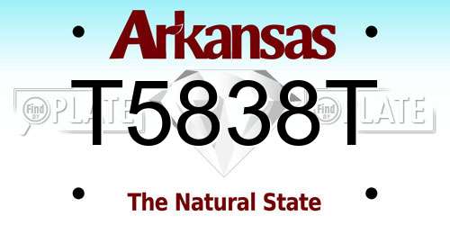 T5838T Arkansas License Plate