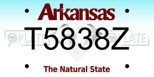 T5838Z Arkansas License Plate