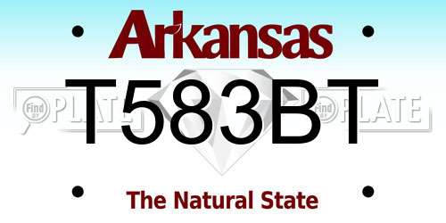 T583BT Arkansas License Plate
