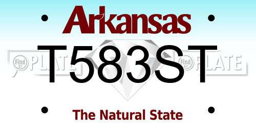 T583ST Arkansas License Plate