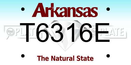 T6316E Arkansas License Plate