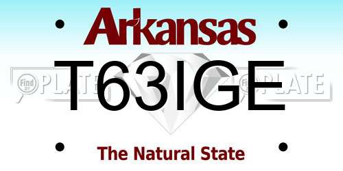 T63IGE Arkansas License Plate