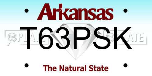 T63PSK Arkansas License Plate