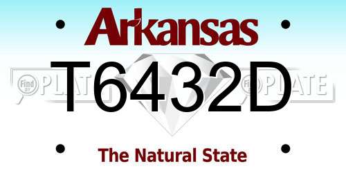 T6432D Arkansas License Plate