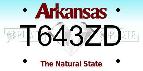 T643ZD Arkansas License Plate