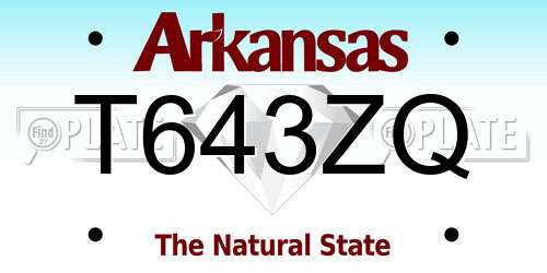 T643ZQ Arkansas License Plate