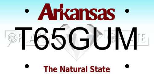 T65GUM Arkansas License Plate