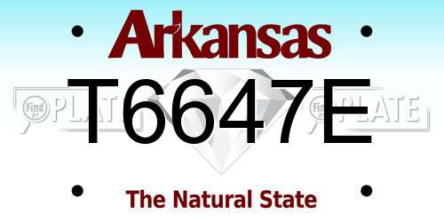 T6647E Arkansas License Plate