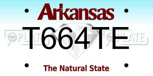T664TE Arkansas License Plate