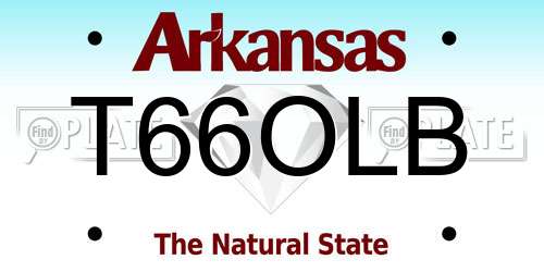 T66OLB Arkansas License Plate