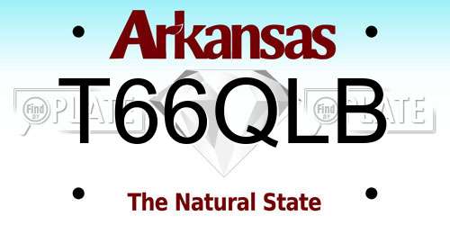 T66QLB Arkansas License Plate