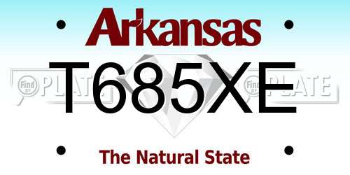 T685XE Arkansas License Plate