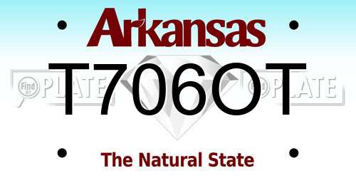 T706OT Arkansas License Plate