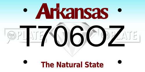 T706OZ Arkansas License Plate