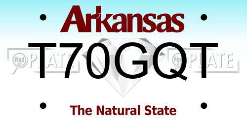 T70GQT Arkansas License Plate