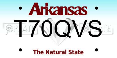 T70QVS Arkansas License Plate