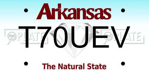 T70UEV Arkansas License Plate
