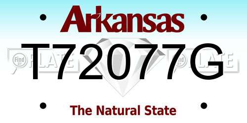 T72077G Arkansas License Plate