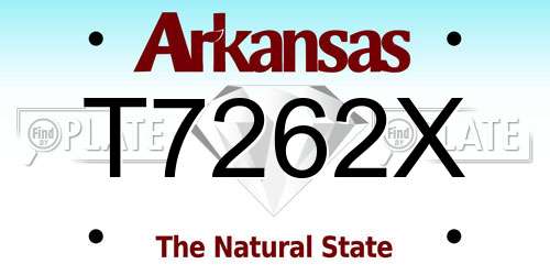T7262X Arkansas License Plate