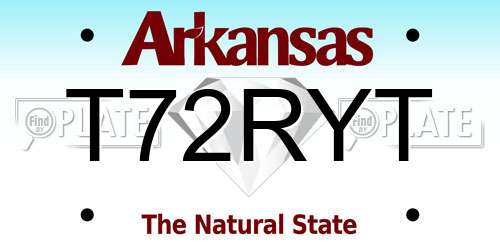 T72RYT Arkansas License Plate