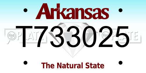 T733025 Arkansas License Plate