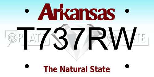 T737RW Arkansas License Plate
