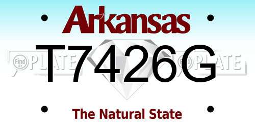 T7426G Arkansas License Plate