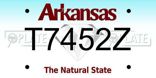 T7452Z Arkansas License Plate