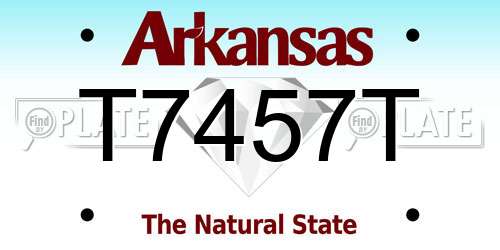 T7457T Arkansas License Plate