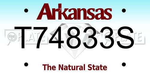 T74833S Arkansas License Plate