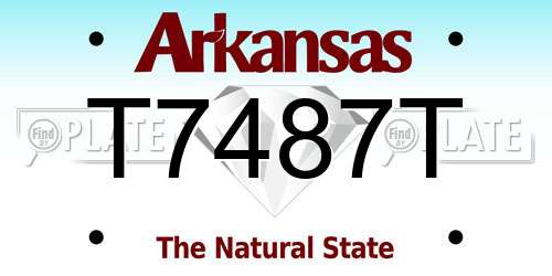 T7487T Arkansas License Plate