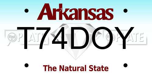 T74DOY Arkansas License Plate